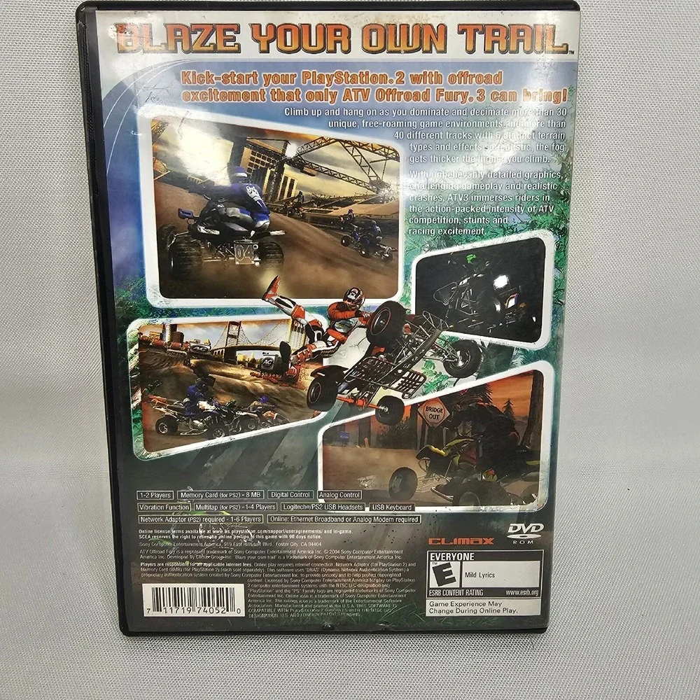 ATV Offroad Fury 3 (Sony PlayStation 2, 2004) Testes/Working Condition Rated E